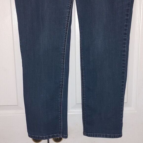 D & Co Denim & Company stretch pull on denim elastic jean leggings   Sz 12P - Picture 2 of 6